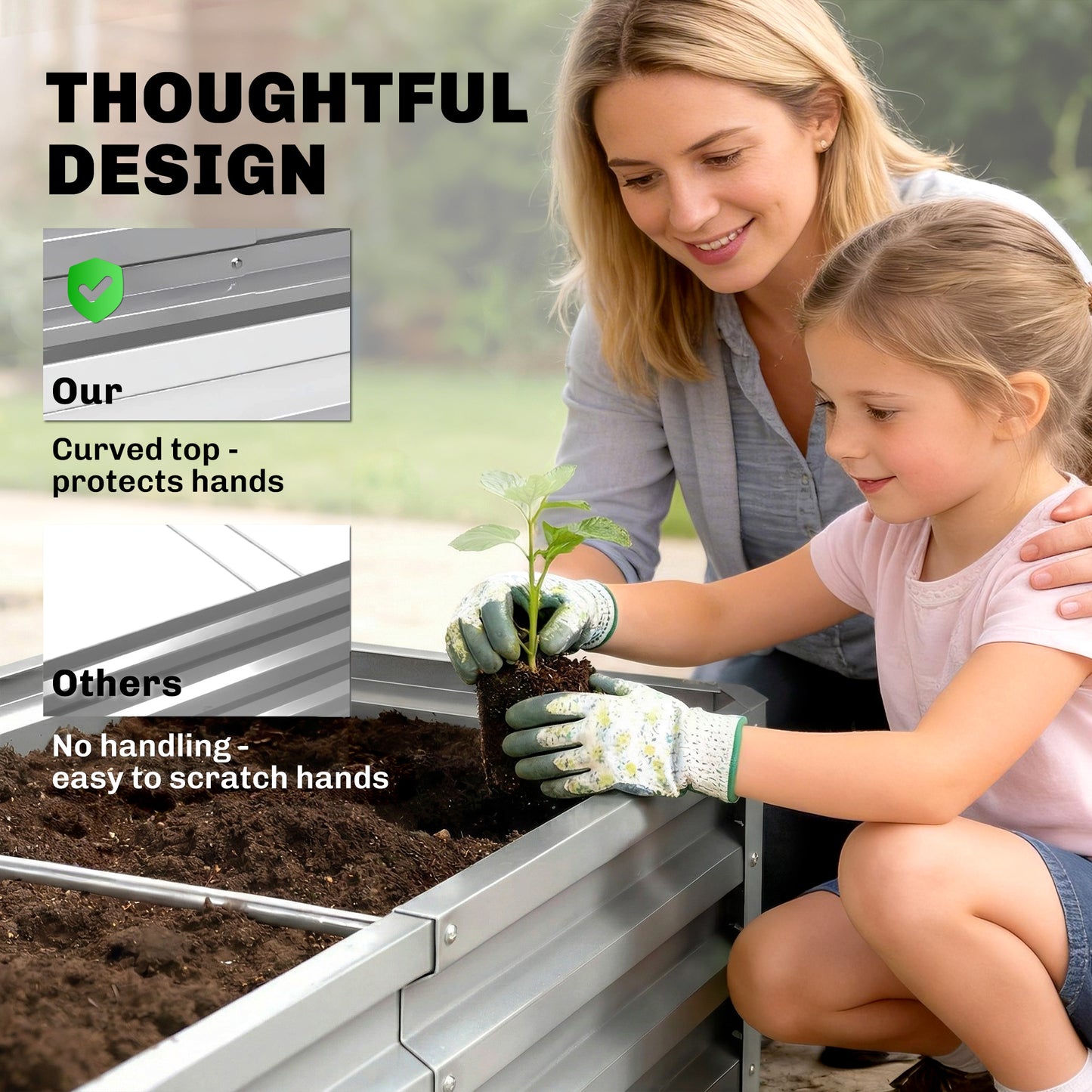 Raised Beds for Garden, Galvanized Outdoor Planters