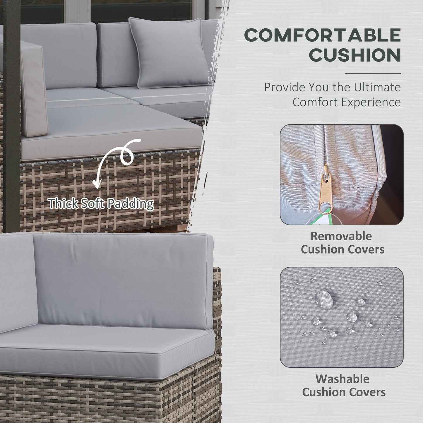 Seven-Piece Rattan Garden Set, with Glass-Top Table