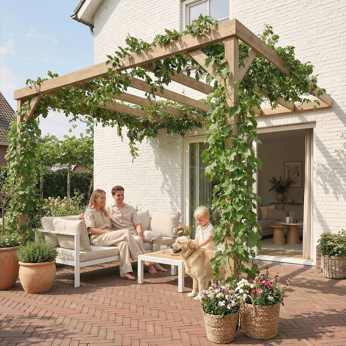 Lean-To Wooden Pergola Kit