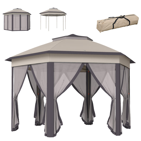3 x 4m Garden Gazebo Hexagon Pop Up Gazebo Party Tent Canopy Double