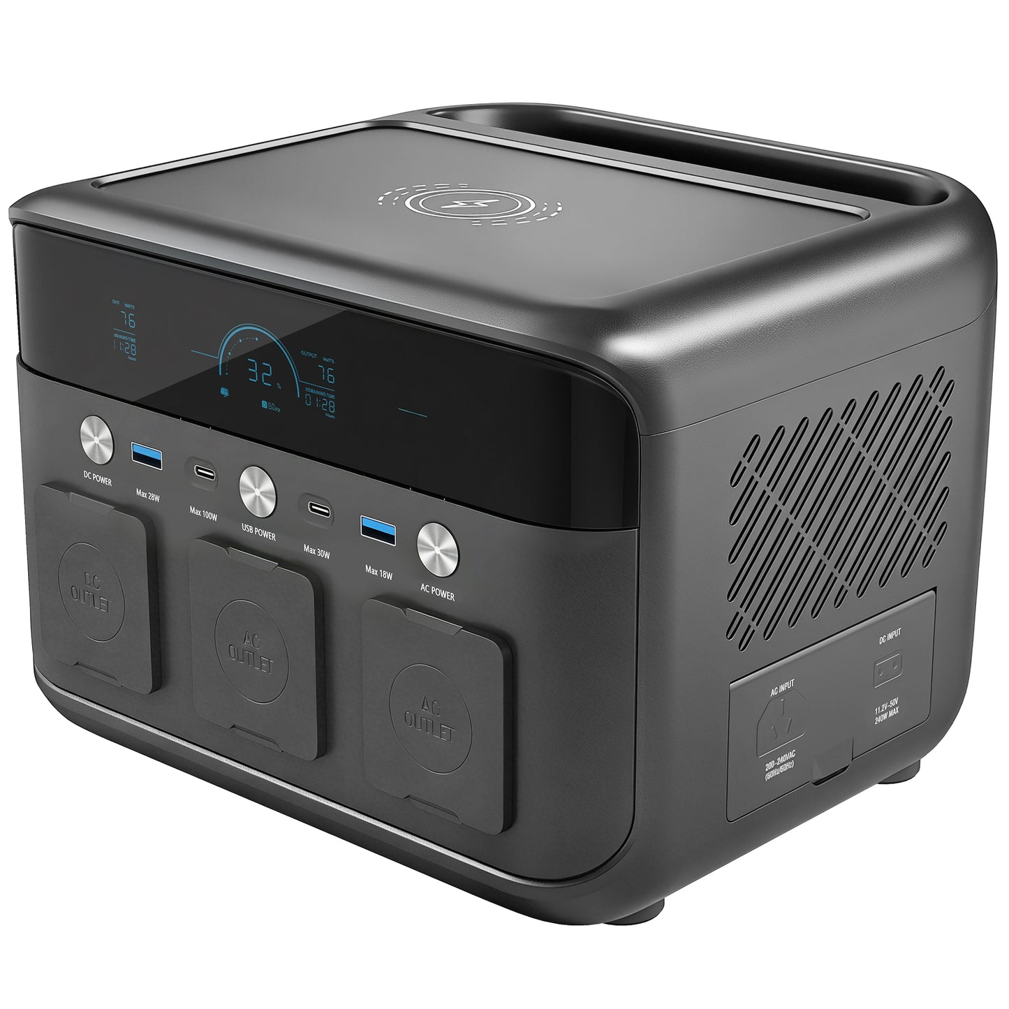 Portable Power Station with LiFePO4 Battery, 1.5H Fast Charge