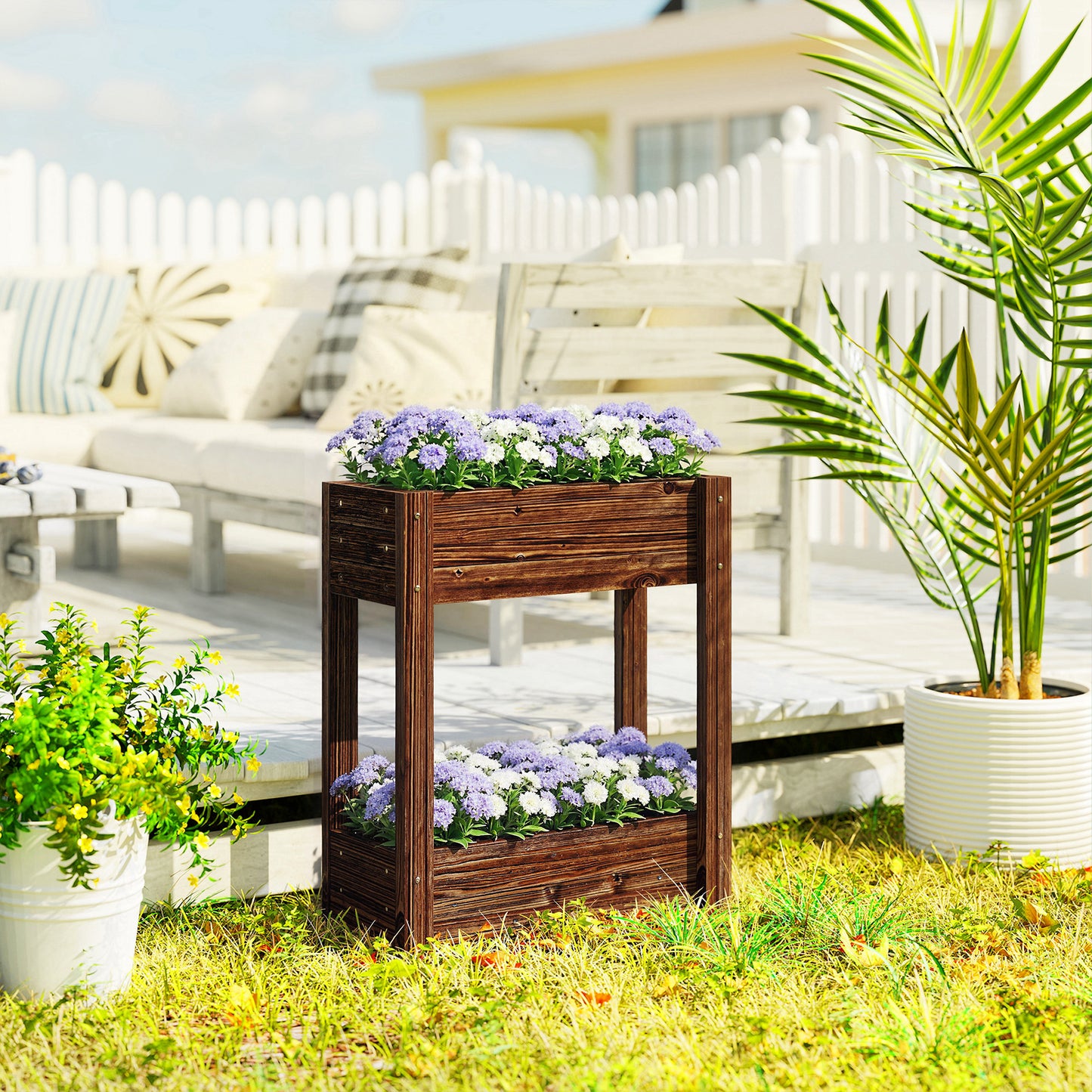 2-Tier Wooden Raised Planter
