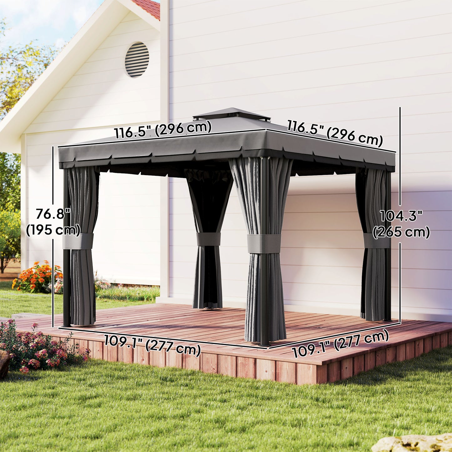 3 x 3(m) Patio Gazebo Canopy Garden Pavilion Tent Shelter Marquee (1)