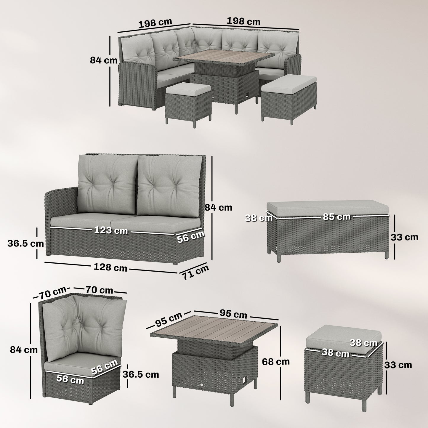 6 Pieces Outdoor PE Rattan Garden Furniture (1)
