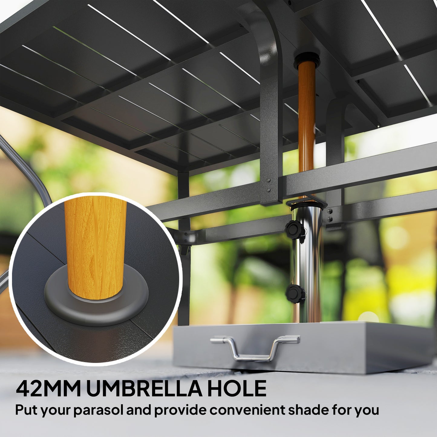 Rectangle Garden Dining Table with Parasol Hole