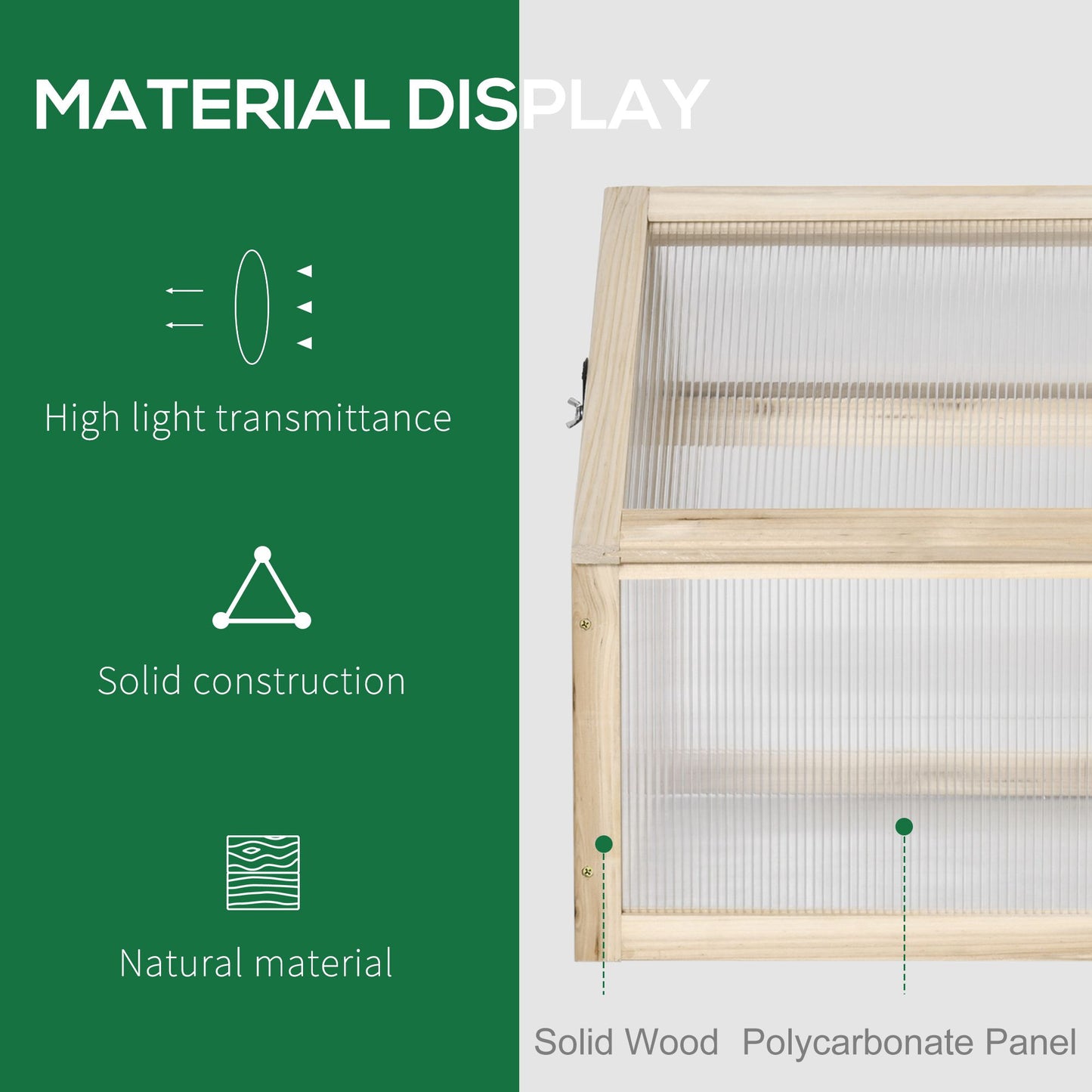 Wooden Cold Frame Garden Polycarbonate Greenhouse
