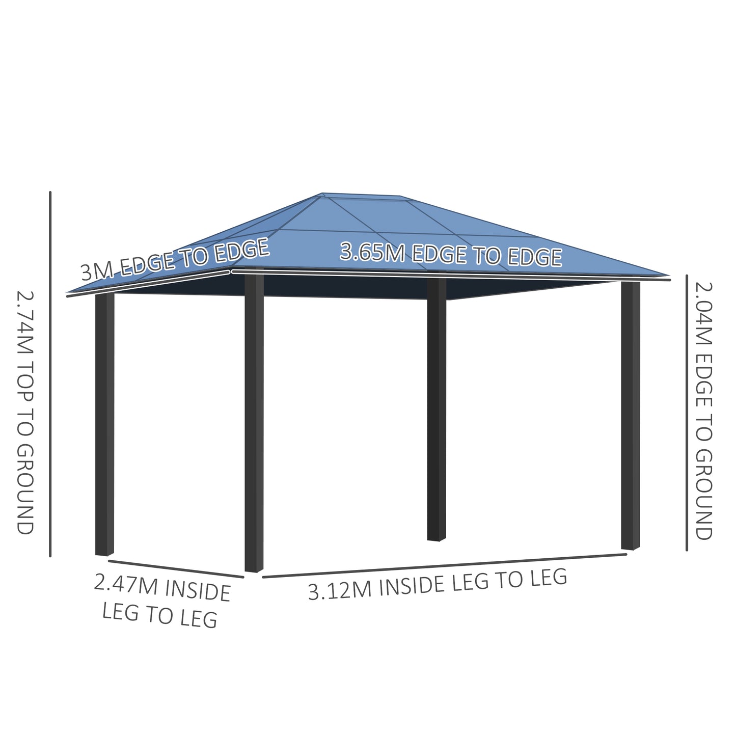 3 x 3.6m Hardtop Gazebo Canopy