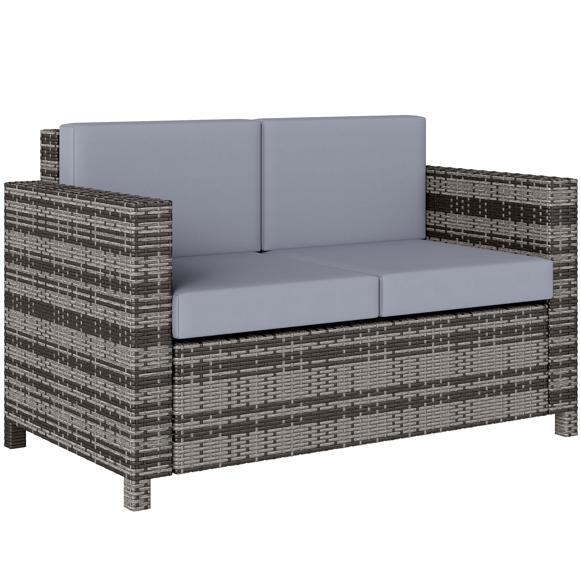 Rattan Sofa, 2 Seater Garden Furniture with Soft Padded Cushion (3)