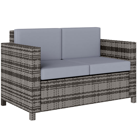 Rattan Sofa, 2 Seater Garden Furniture with Soft Padded Cushion (3)
