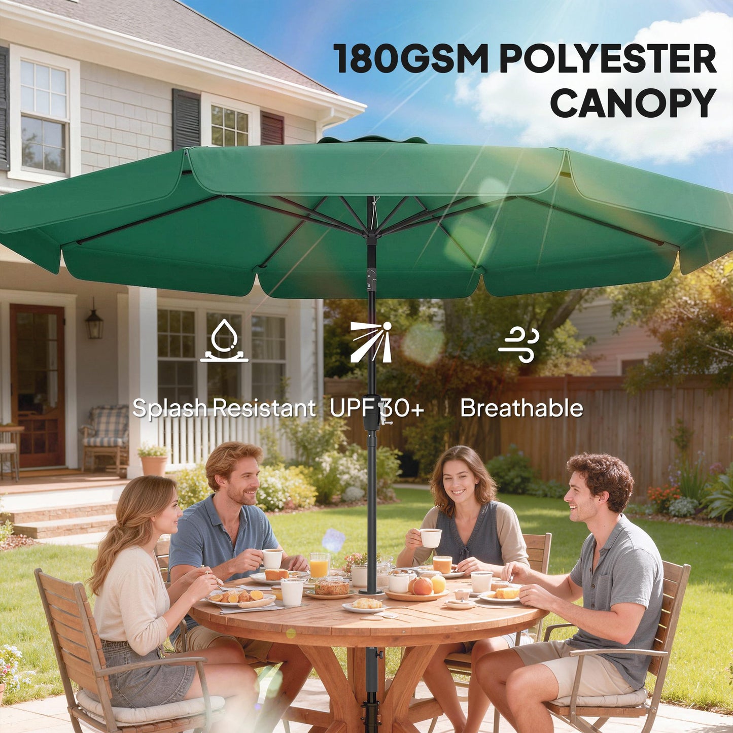 3 m Garden Parasol with Tilt Mechanism & Crank Handle