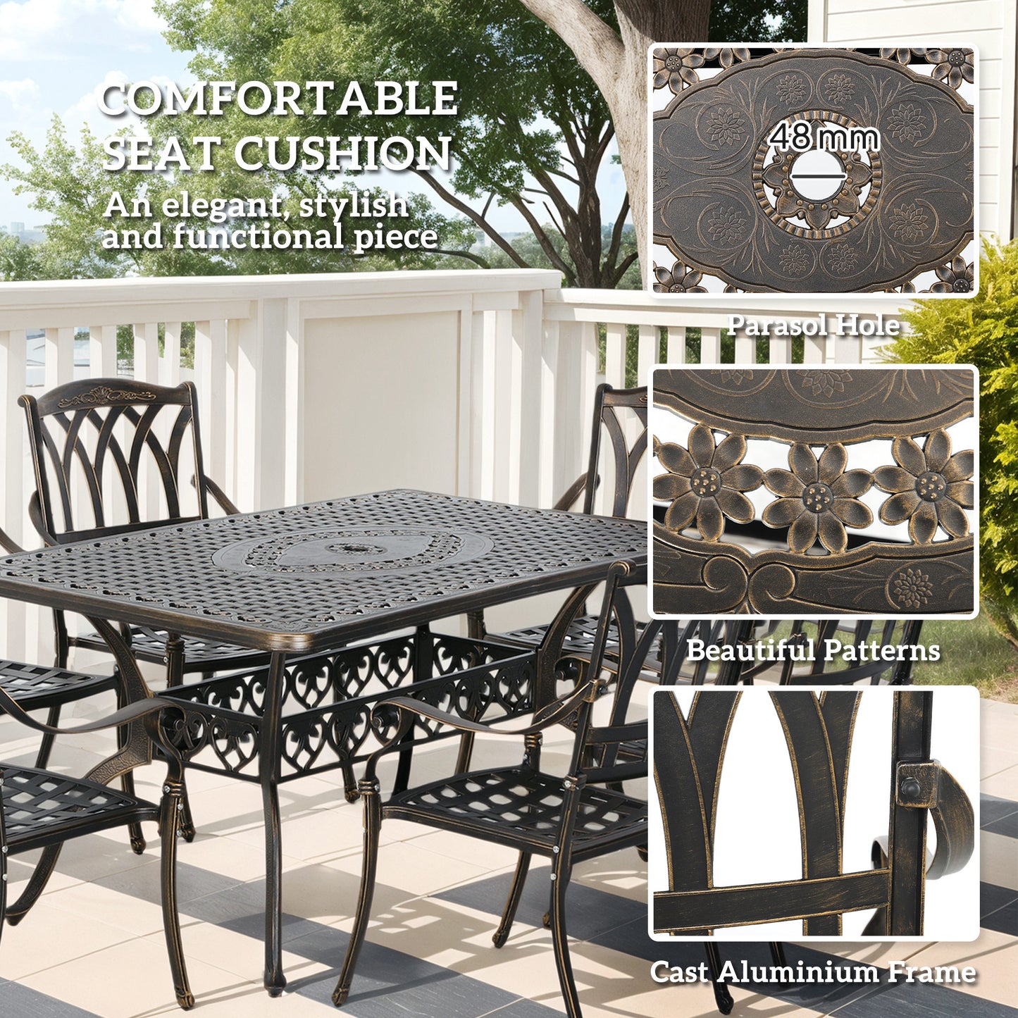 Seven-Piece Cast Aluminium Garden Dining Set
