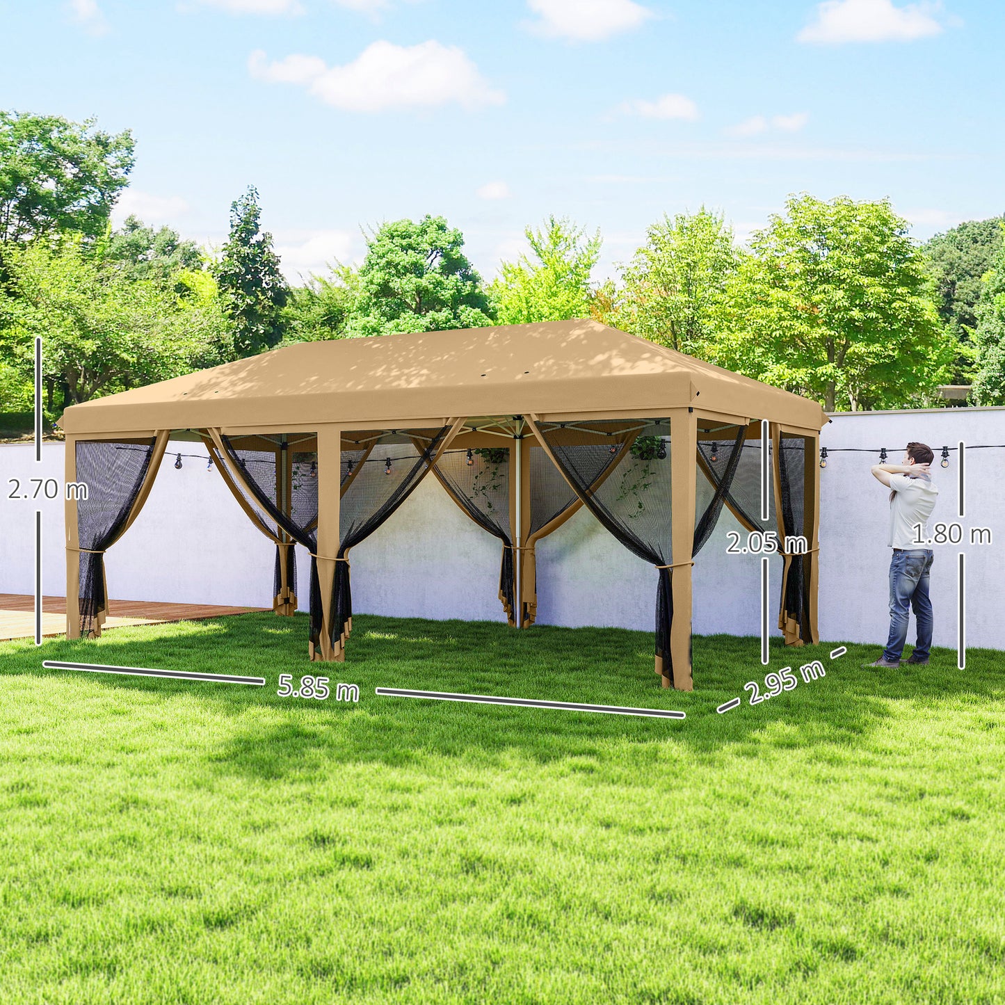 3 x 6m Pop Up Gazebo, Outdoor Canopy Shelter