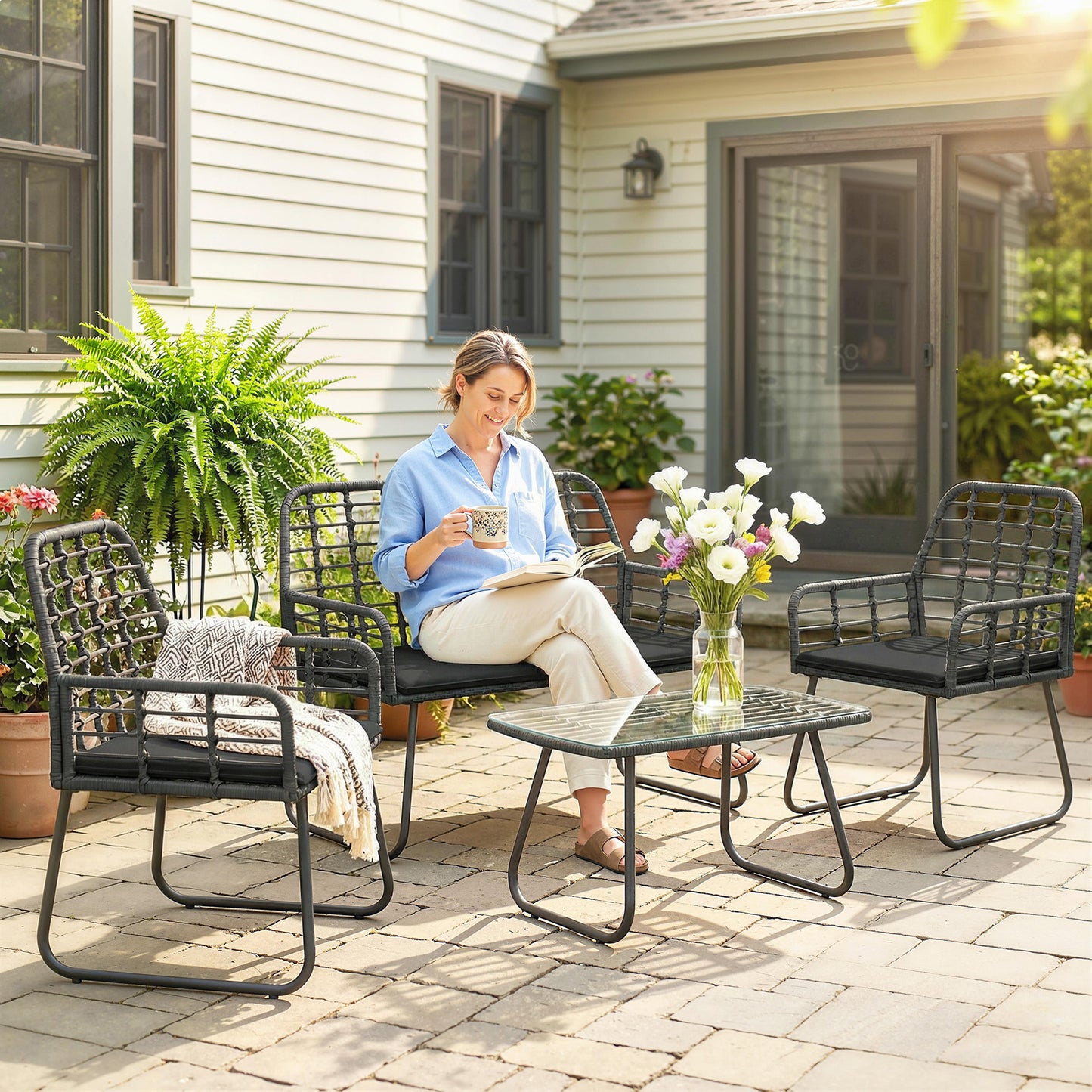 4 Piece Rattan Garden Furniture Set (2)
