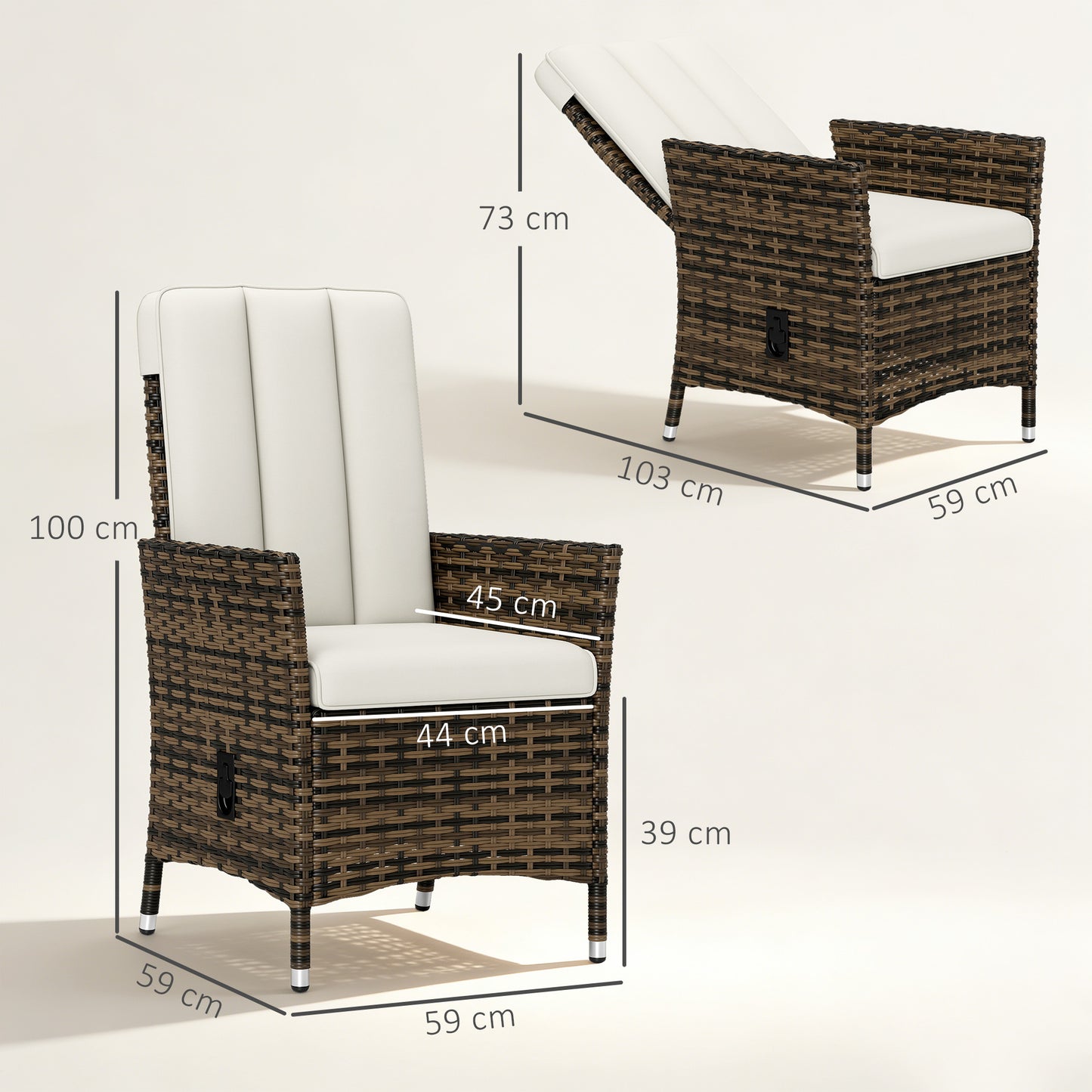 105°-150° Reclining Rattan Chair