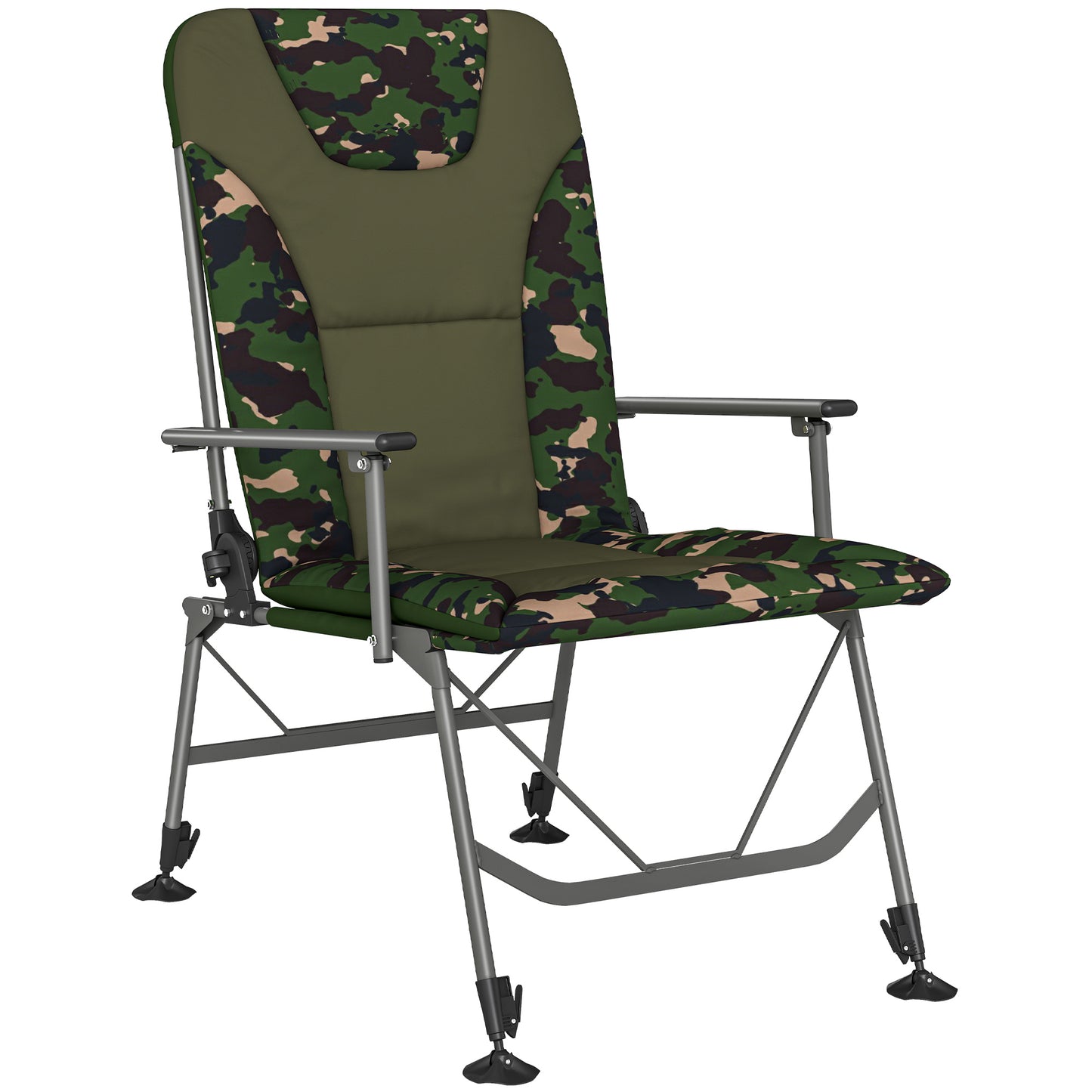 Camping Chair Padded Reclining Folding Chair with Wide Armrests