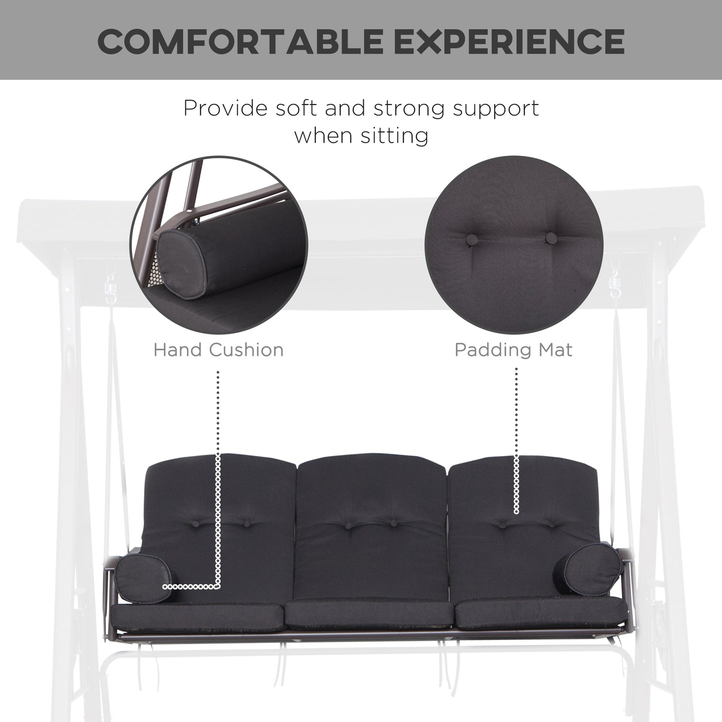 3 Seater Swing Chair Hammock Chair with Adjustable Canopy