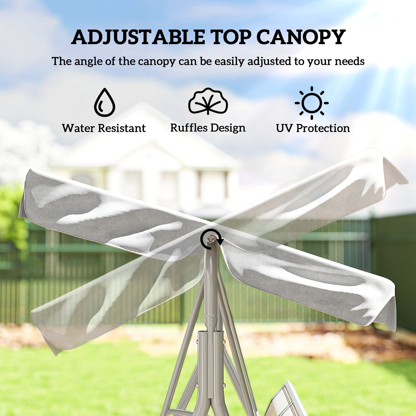 Metal Garden Swing Chair, 3-Seater Swing Seat