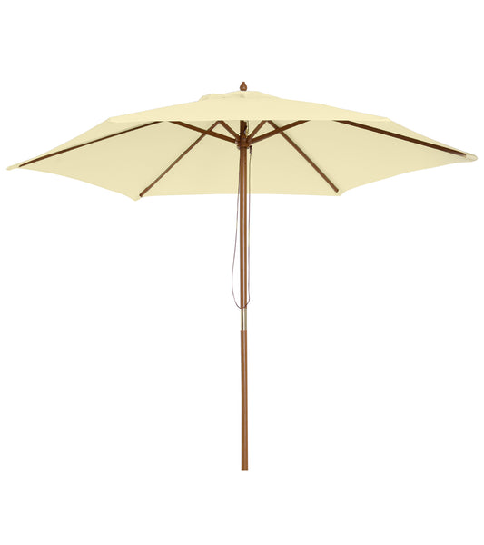 2.5m Wood Garden Parasol Sun Shade Patio Outdoor Wooden Umbrella