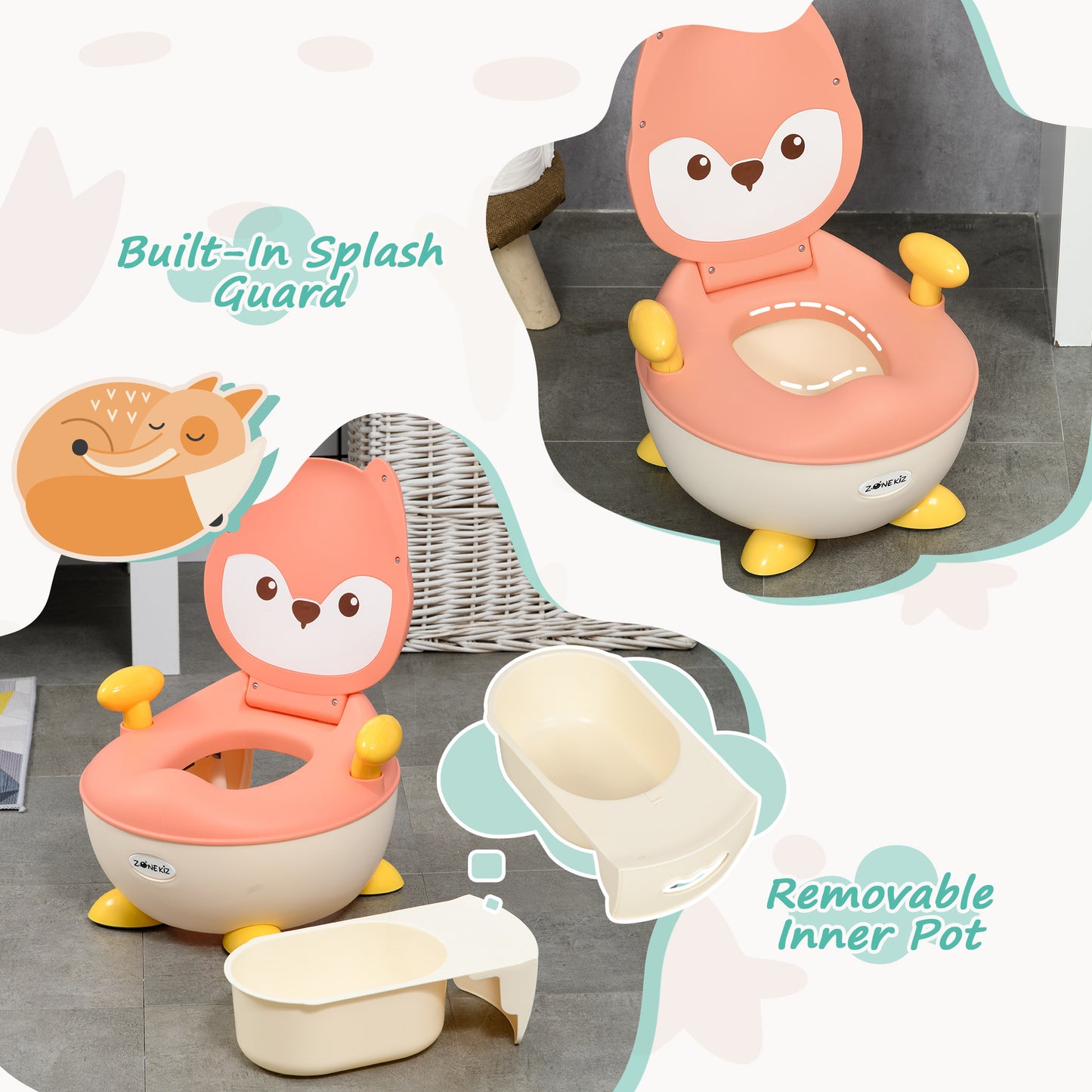 Baby Potty Training Toilet with Splash Guard, Anti-Tip Feet