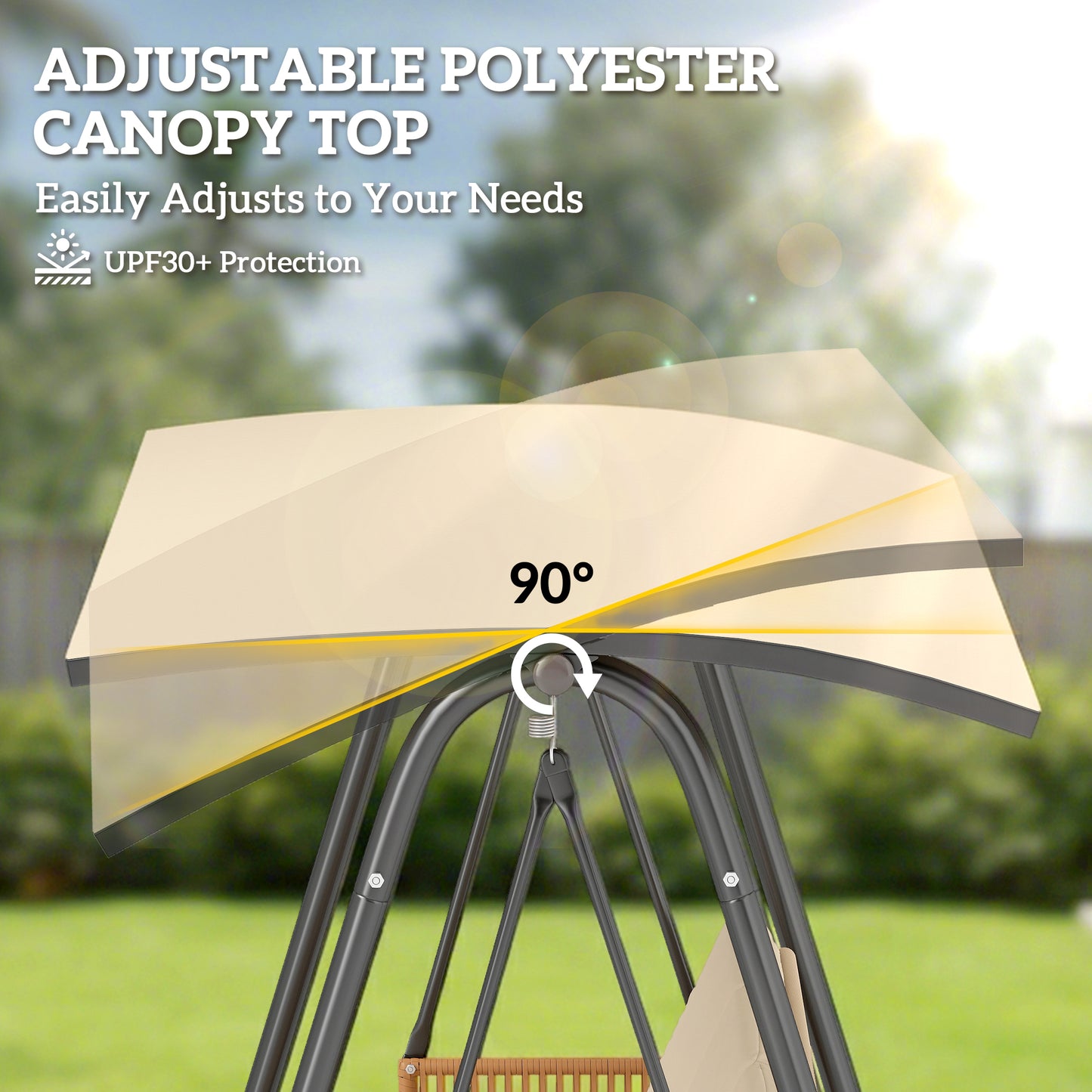 3 Seater Swing Chair with Adjustable Canopy