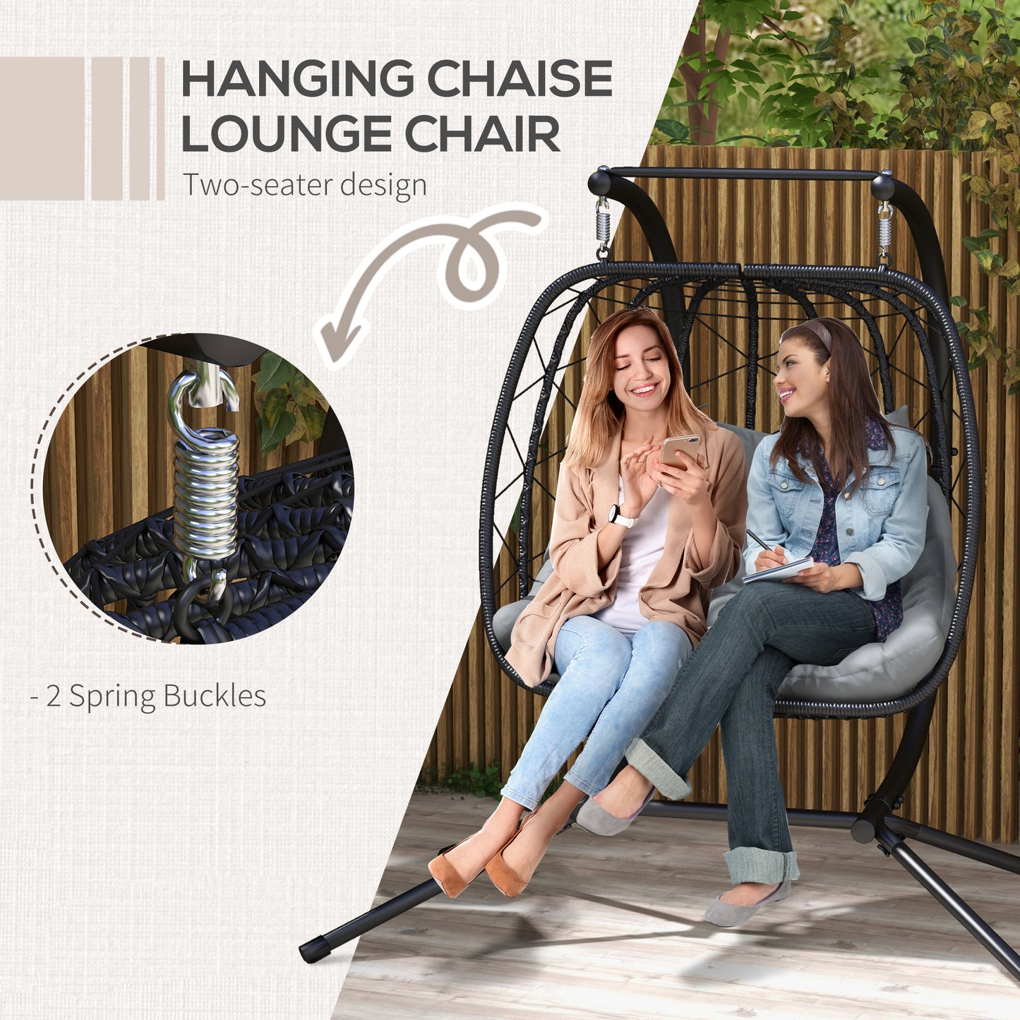 Two-Seater Steel Frame Hanging Egg Chair