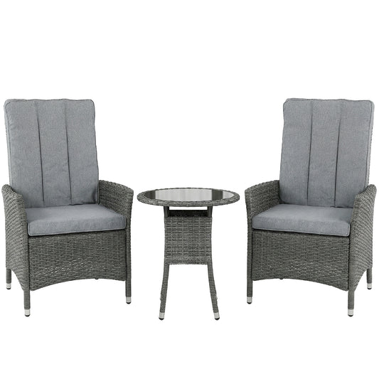 Rattan Bistro Set, Reclining Garden Chairs and Glass Coffee Table