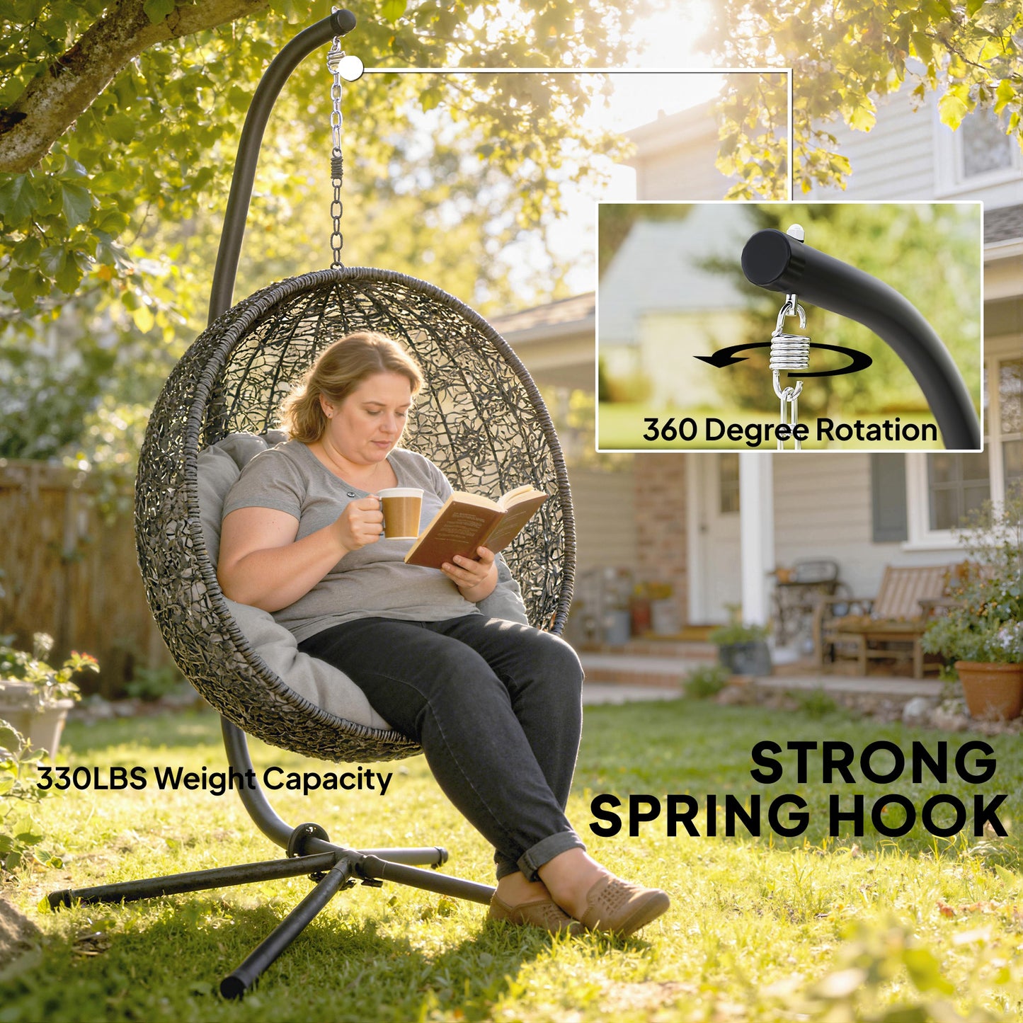 Hanging Egg Chair Stand Only, Hammock Chair C-Stand with Hanging Chain