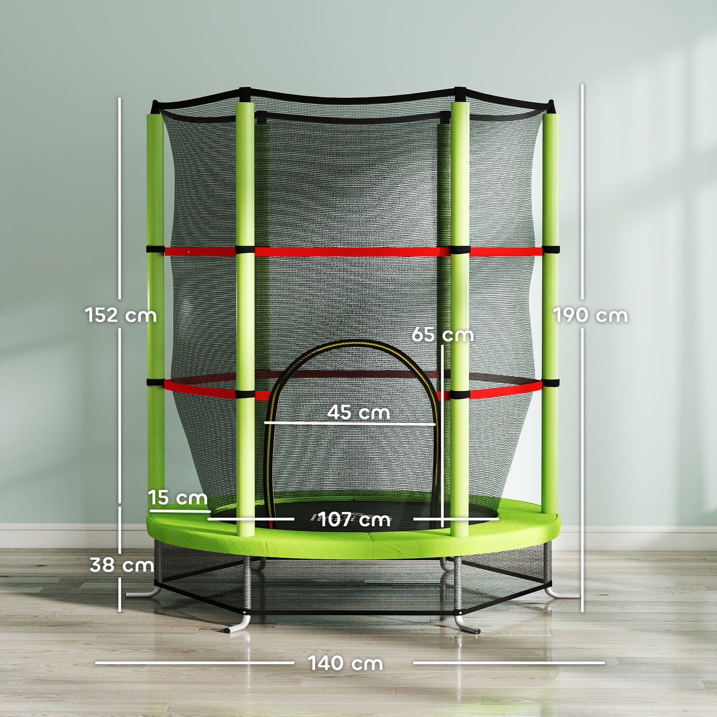 Kids Trampoline, with Enclosure Net, Steel Frame, for Ages 3-6 Years