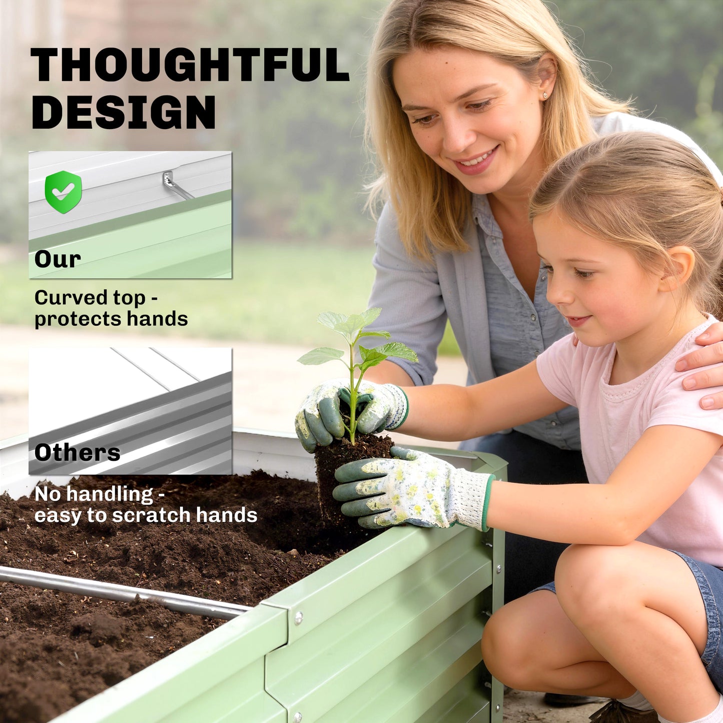 Raised Beds for Garden, Galvanised Outdoor Planters