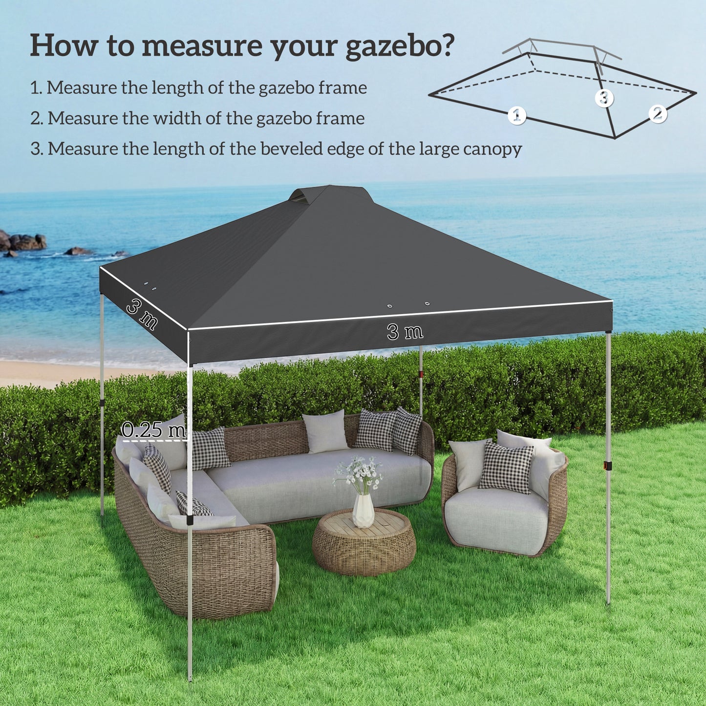 Gazebo Roof Replacement UV50+ Waterproof Pop Up Canopy Cover