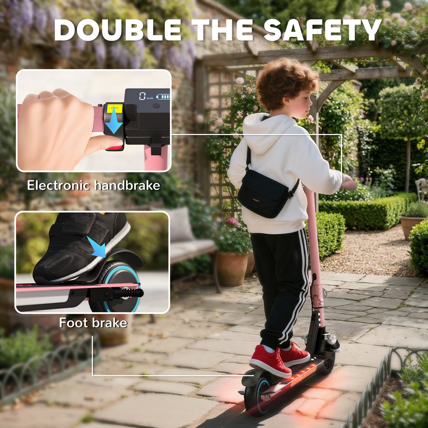 Folding Electric Scooter for Kids, with Dual Brakes