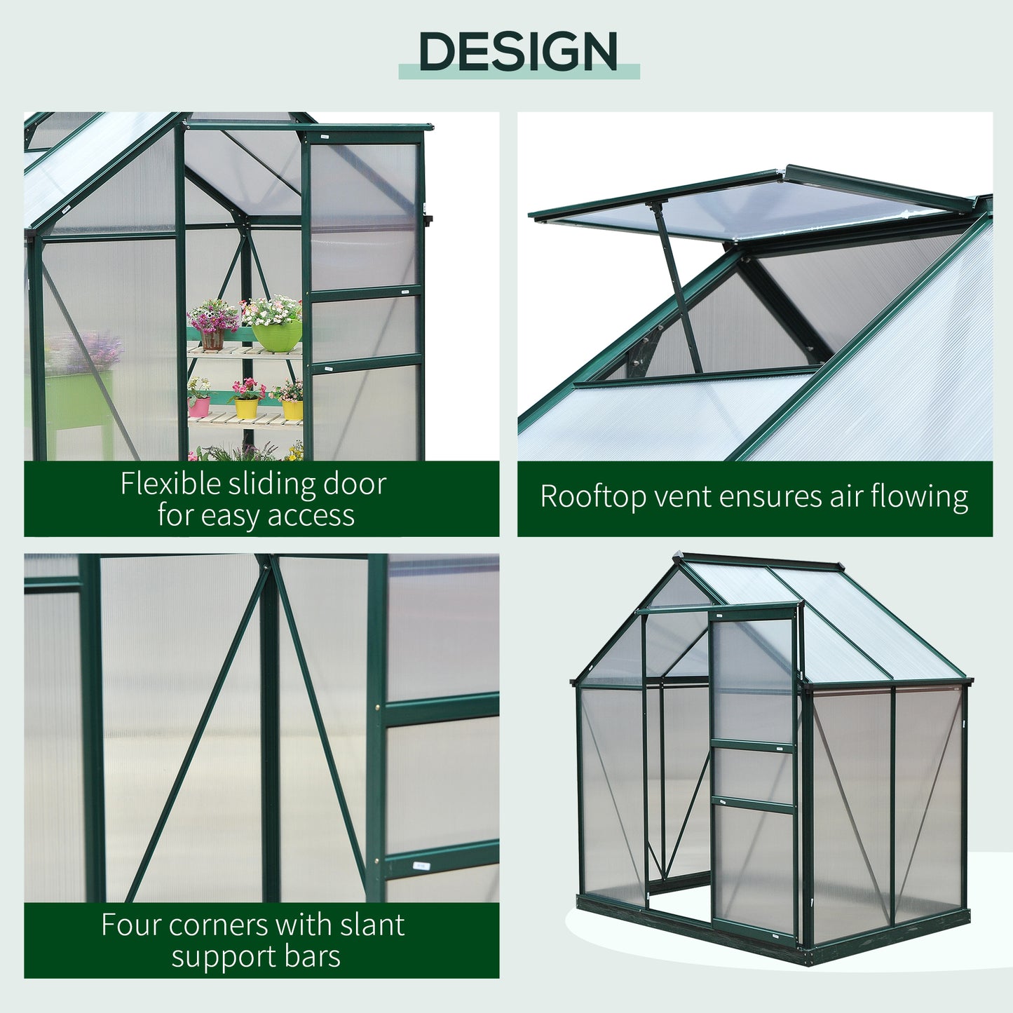 6 x 4ft Polycarbonate Greenhouse