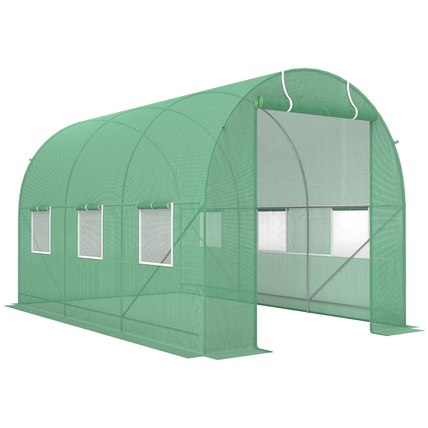 3.5 x 2m Walk-In Polytunnel Greenhouse, with Steel Frame, PE Cover
