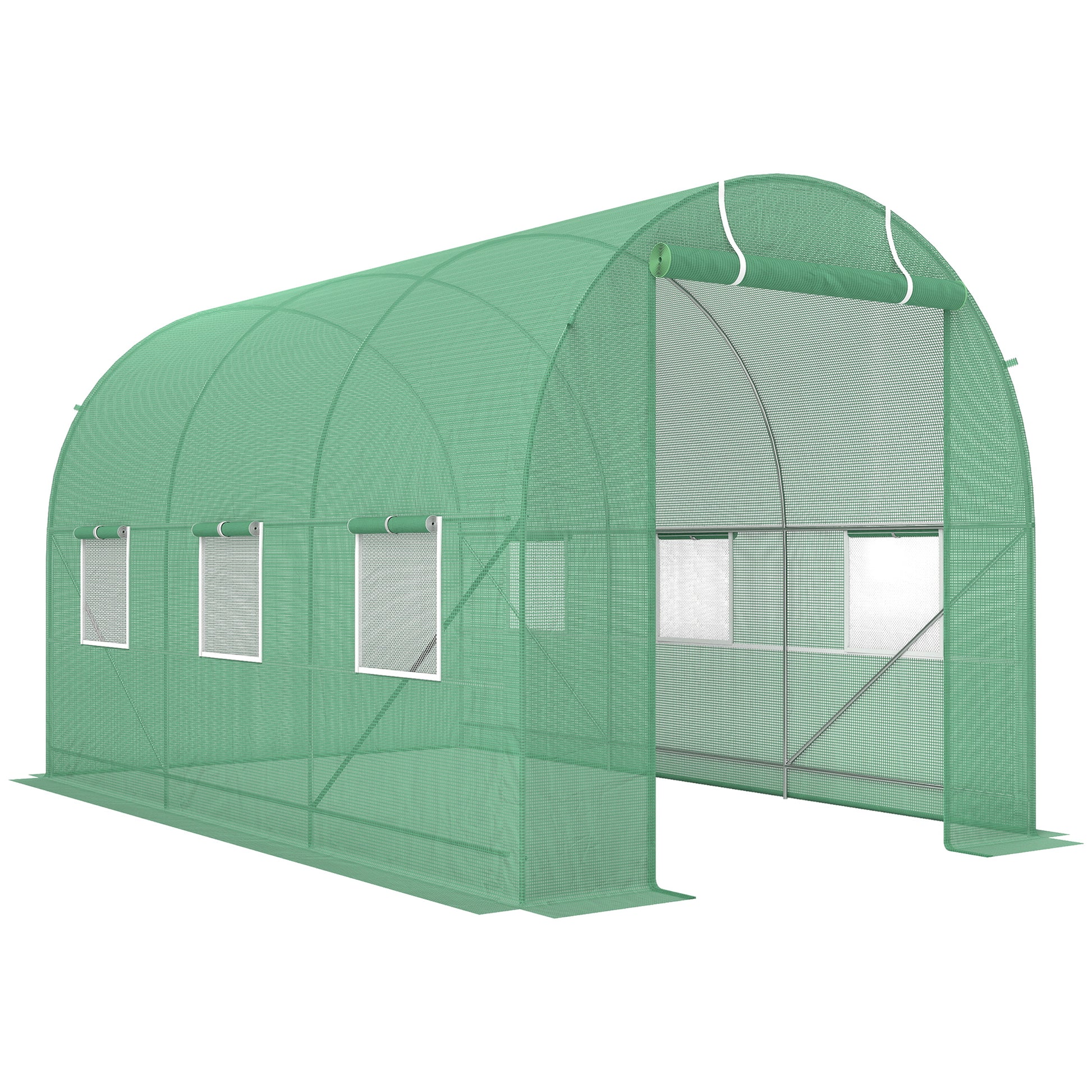 3.5 x 2m Walk-In Polytunnel Greenhouse, with Steel Frame, PE Cover