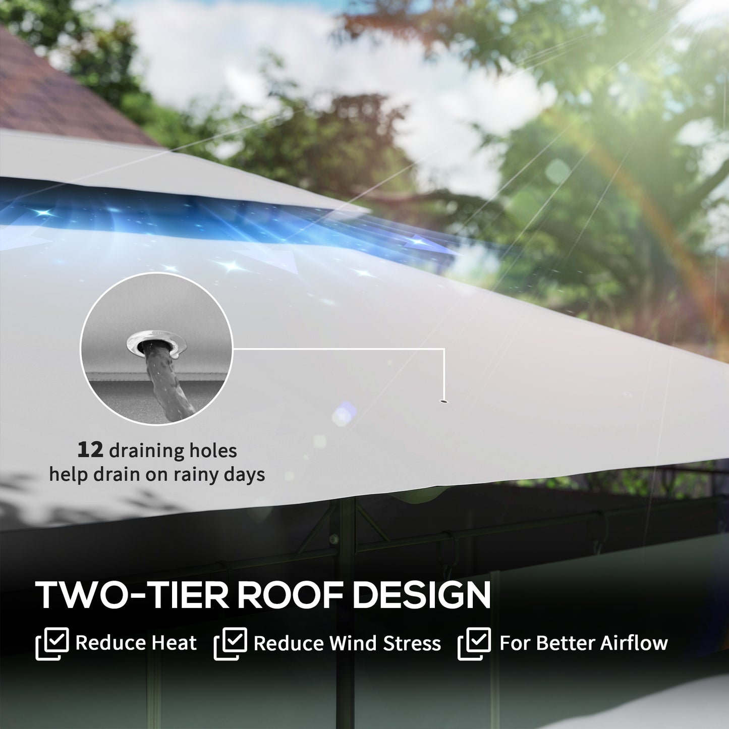 3 x 4m Metal Frame, Two-Tier Roof Gazebo