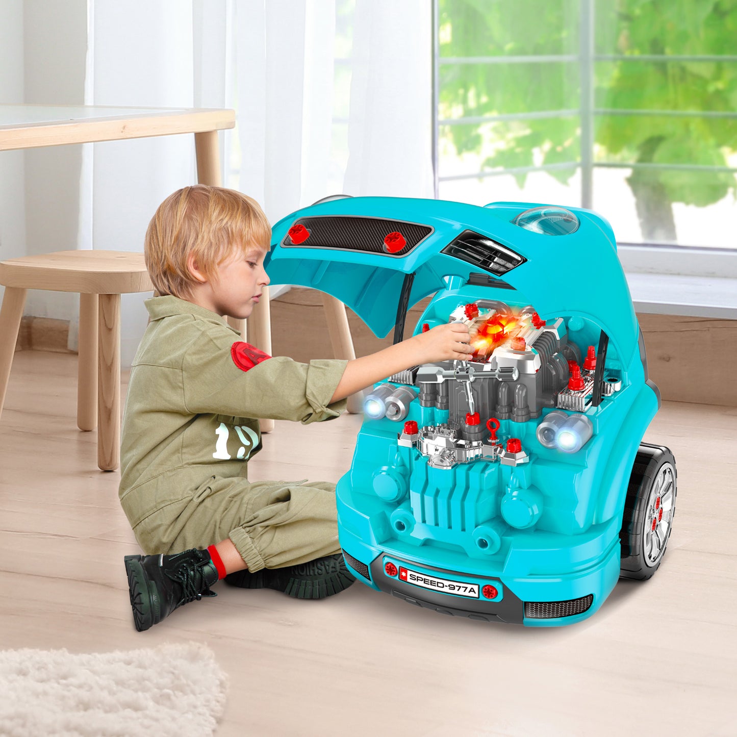 Kids Truck Engine Toy Set, with Horn, Light, Car Key