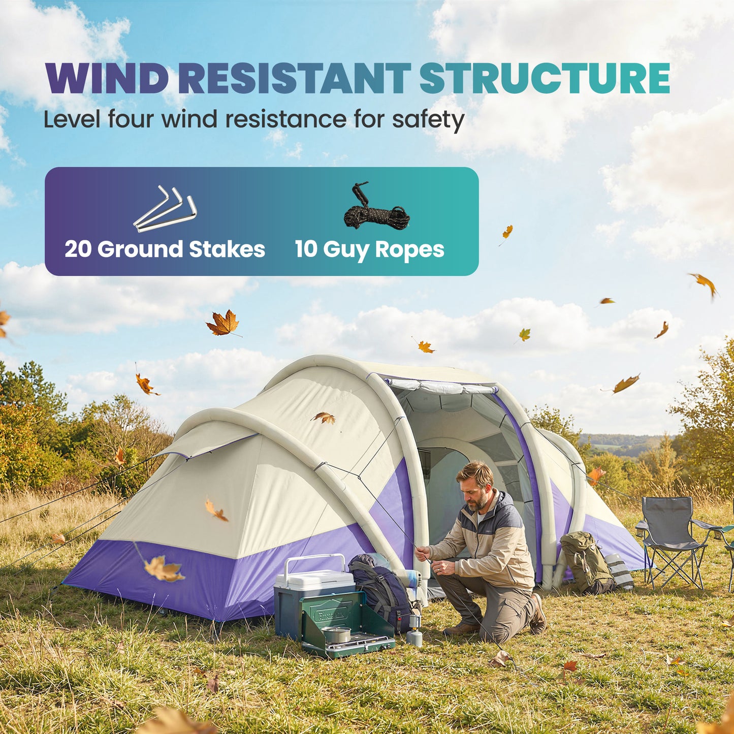 Inflatable Tent 2 Bedroom 3000mm Waterproof Windproof Air Tent