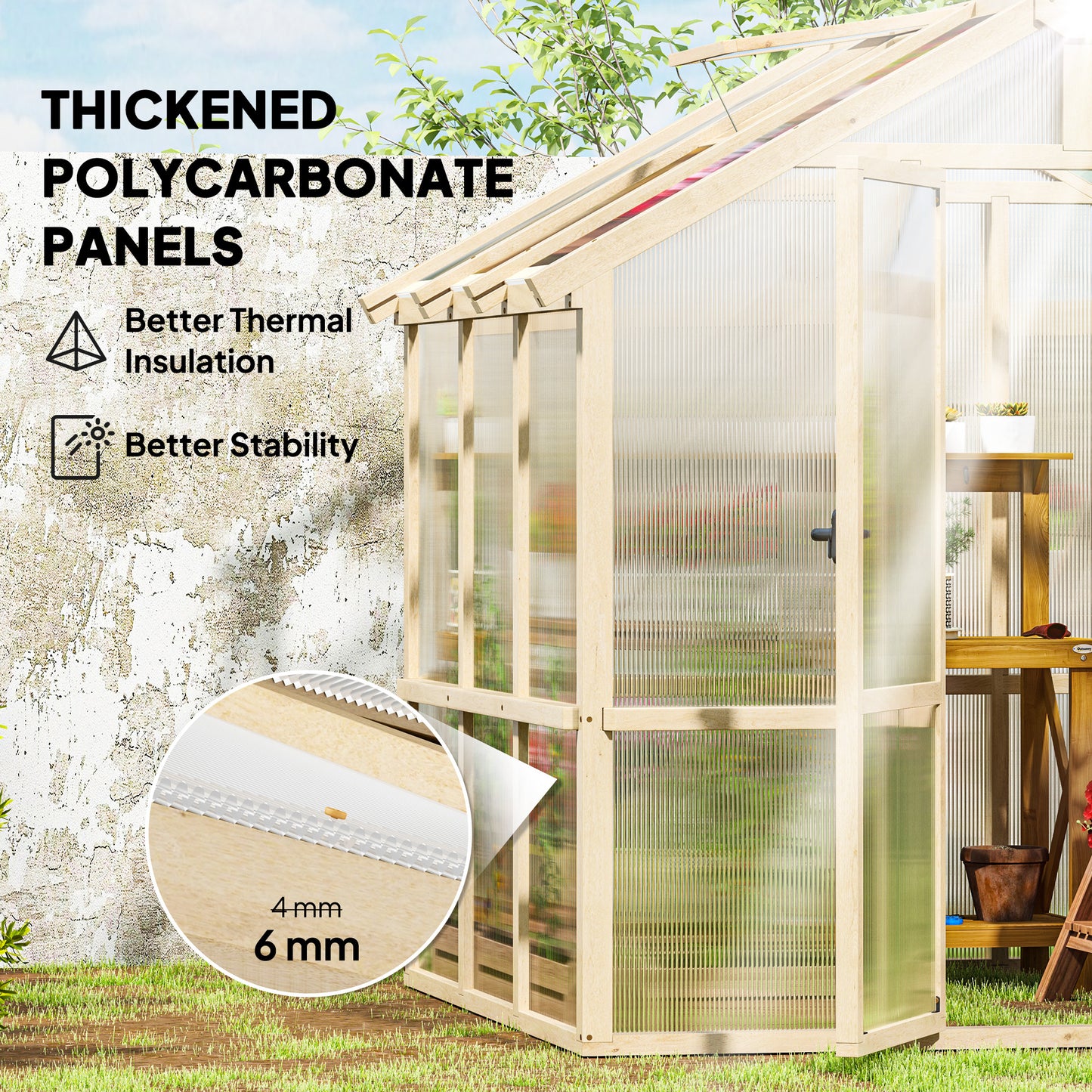 6.6 x 6ft Polycarbonate Greenhouse