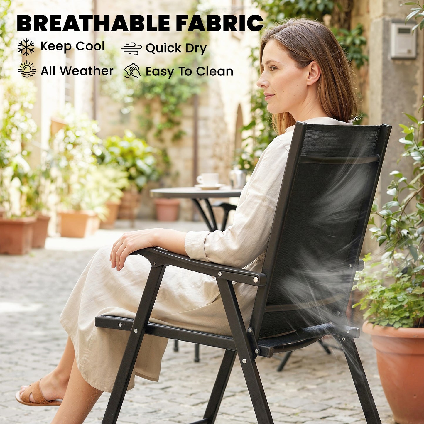 Folding Garden Chairs , Foldable Garden Dining Chairs with High Back