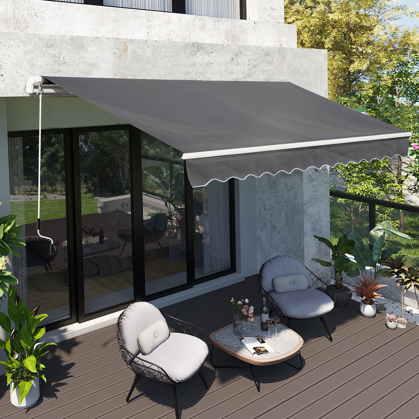 4x2.5m Manual Awning Window Door Sun Weather Shade w/ Handle