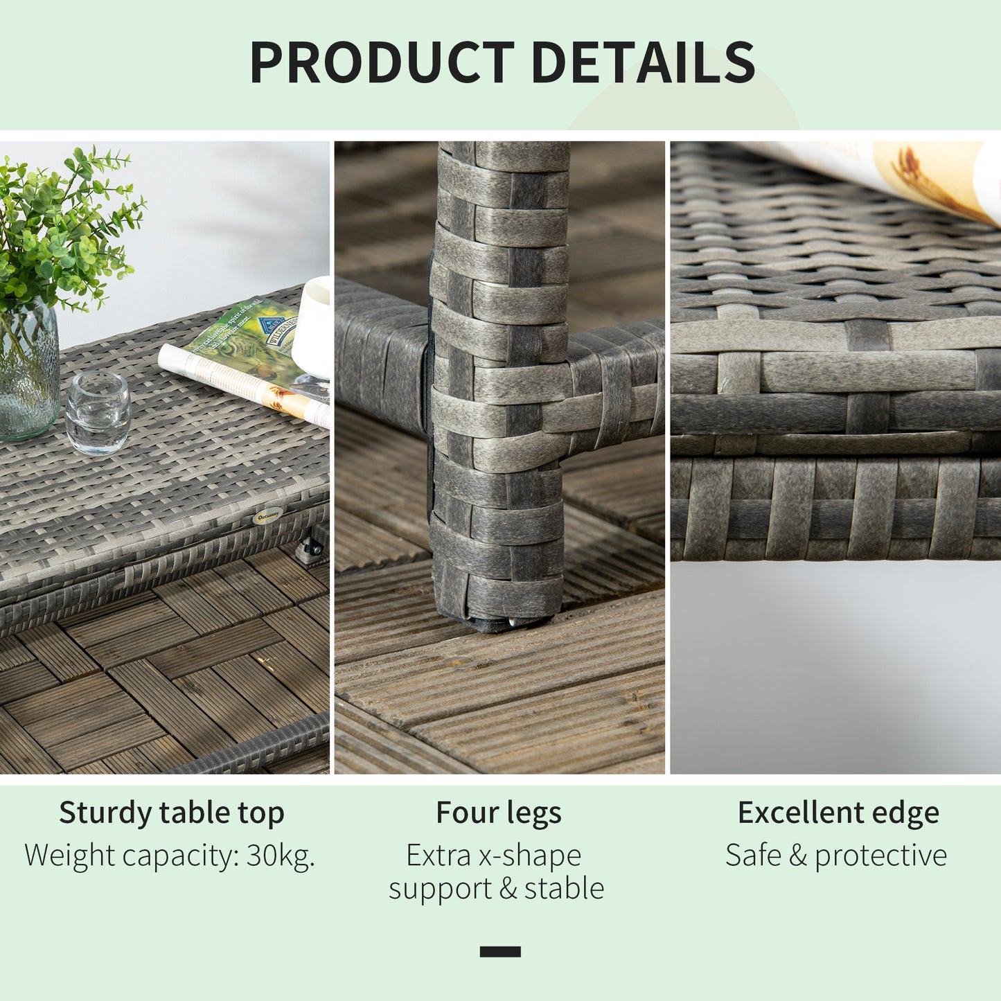 Outdoor Coffee Table, Garden PE Rattan Side Table (1)