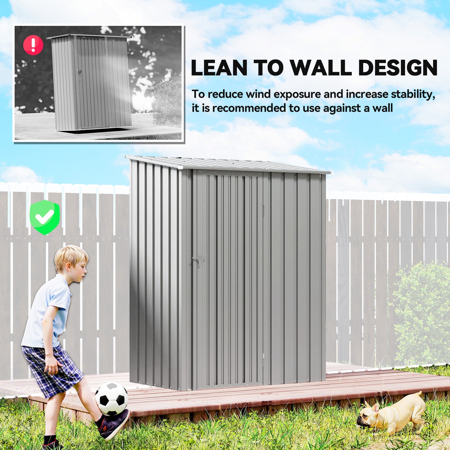 5ft x 3ft Garden Storage Shed, Outdoor Metal Shed with Sloped Roof