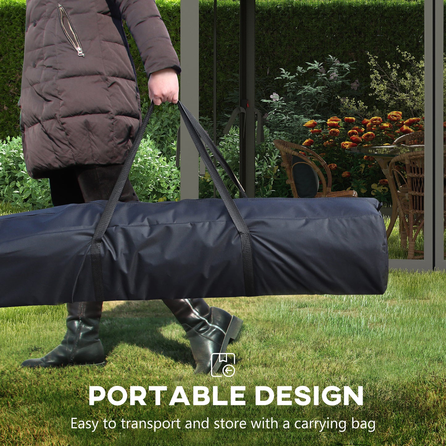 3 x 3(m) Pop Up Gazebo, Double-roof Garden Tent with Netting