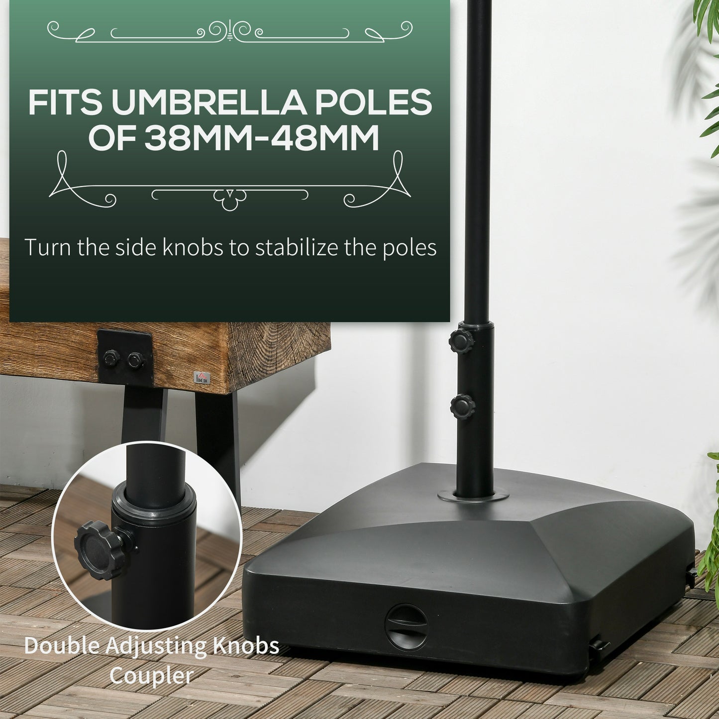 Garden Parasol Base Holder, 43kg Water or 60kg Sand Filled