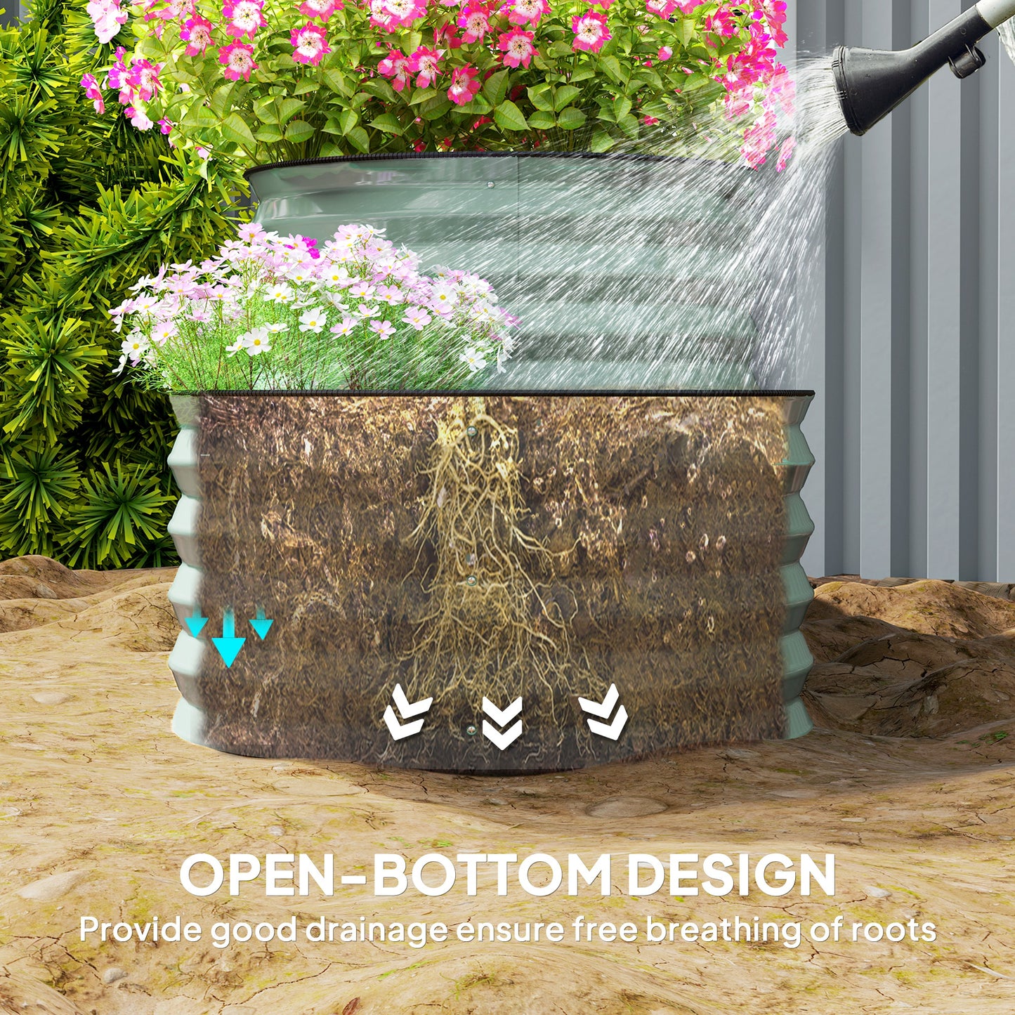 Two-Tier Galvanised Steel Garden Planter (2)