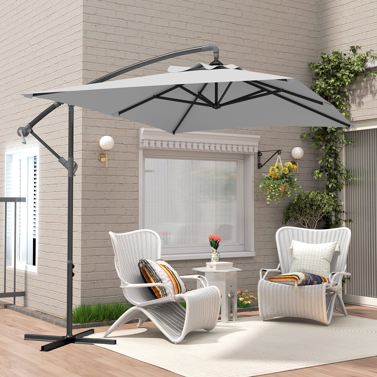3(m) Cantilever Overhanging Parasol, with Cross Base