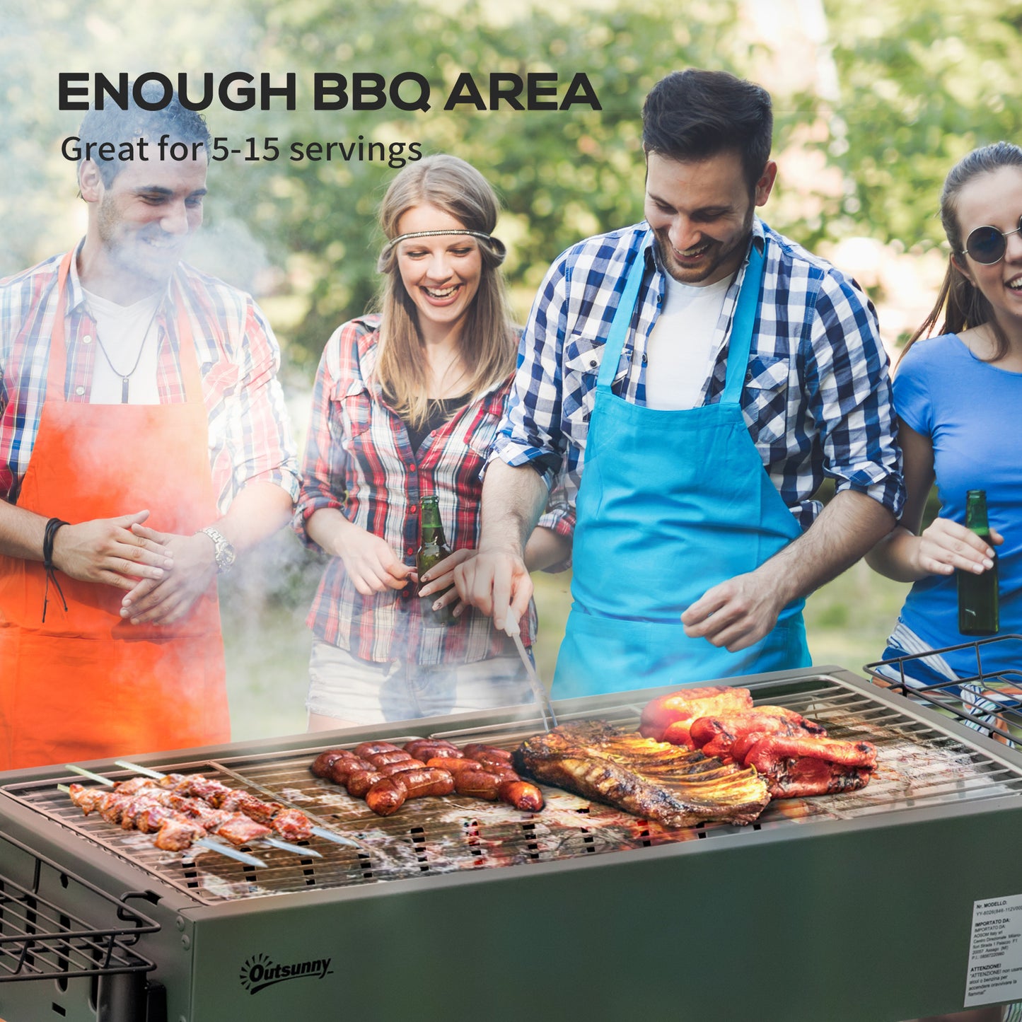 Portable Charcoal Barbecue BBQ Grill with Seasoning Baskets