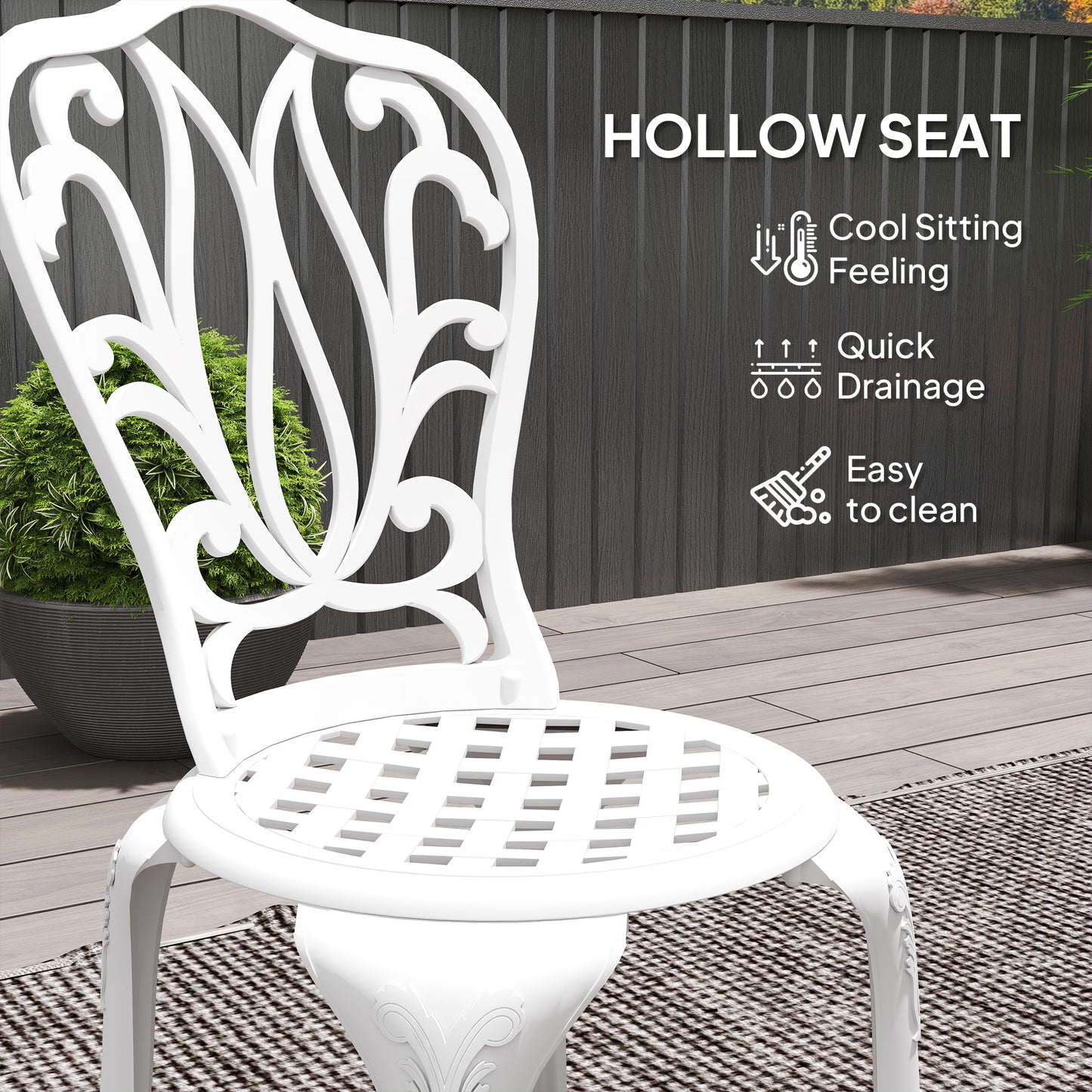 3 Piece Garden Bistro Set, Cast Aluminium Outdoor Furniture Set