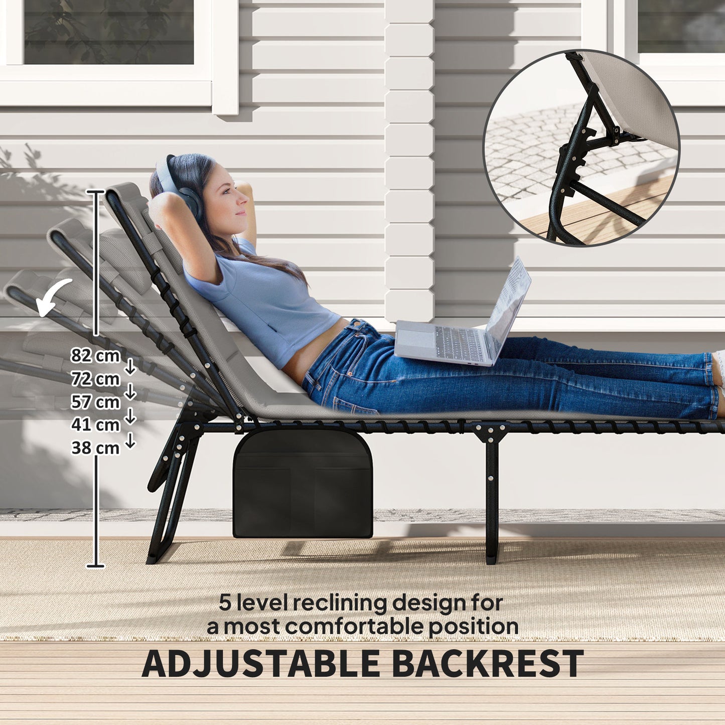 Set of Two Reclining Sun Loungers (2)