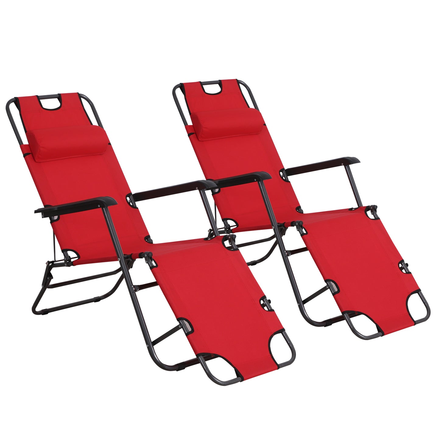 2 in 1 Folding Sun Lounger Reclining Garden Chair Set of 2